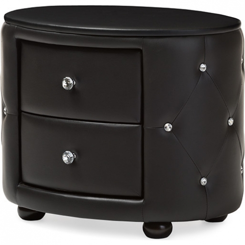 Davina Oval 2 Drawer Nightstand in Black Leatherette